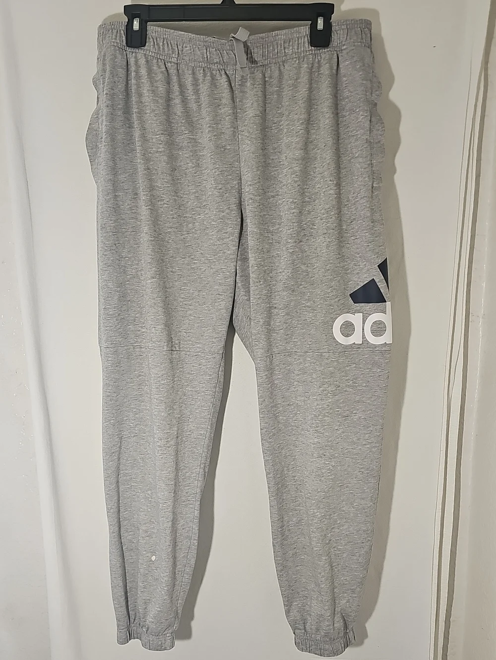 adidas Gray Men Logo Joggers with Navy Accent